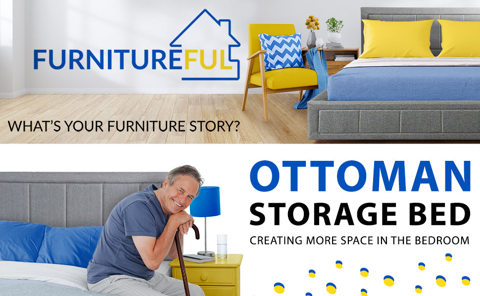 Man sitting on an Ottoman Storage Bed
