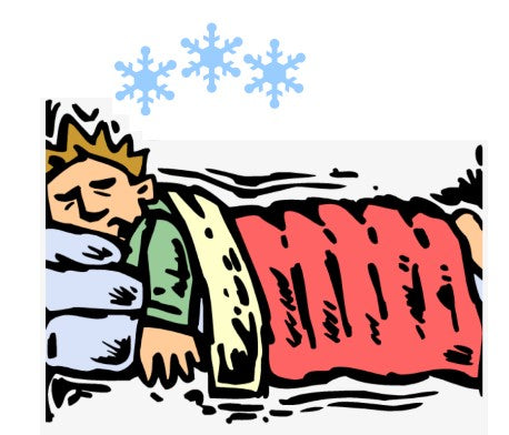 Person who is asleep in while it's snowing