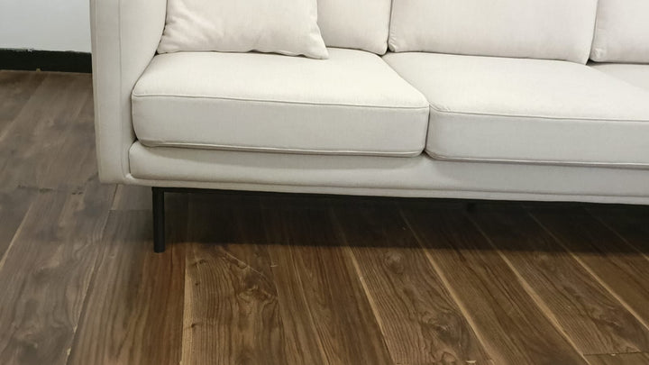 3 Seater Right Hand Facing Chaise Lounge Corner Sofa Cream Linen Fabric - W 262 cm x D 85 cm x H 76 cm
