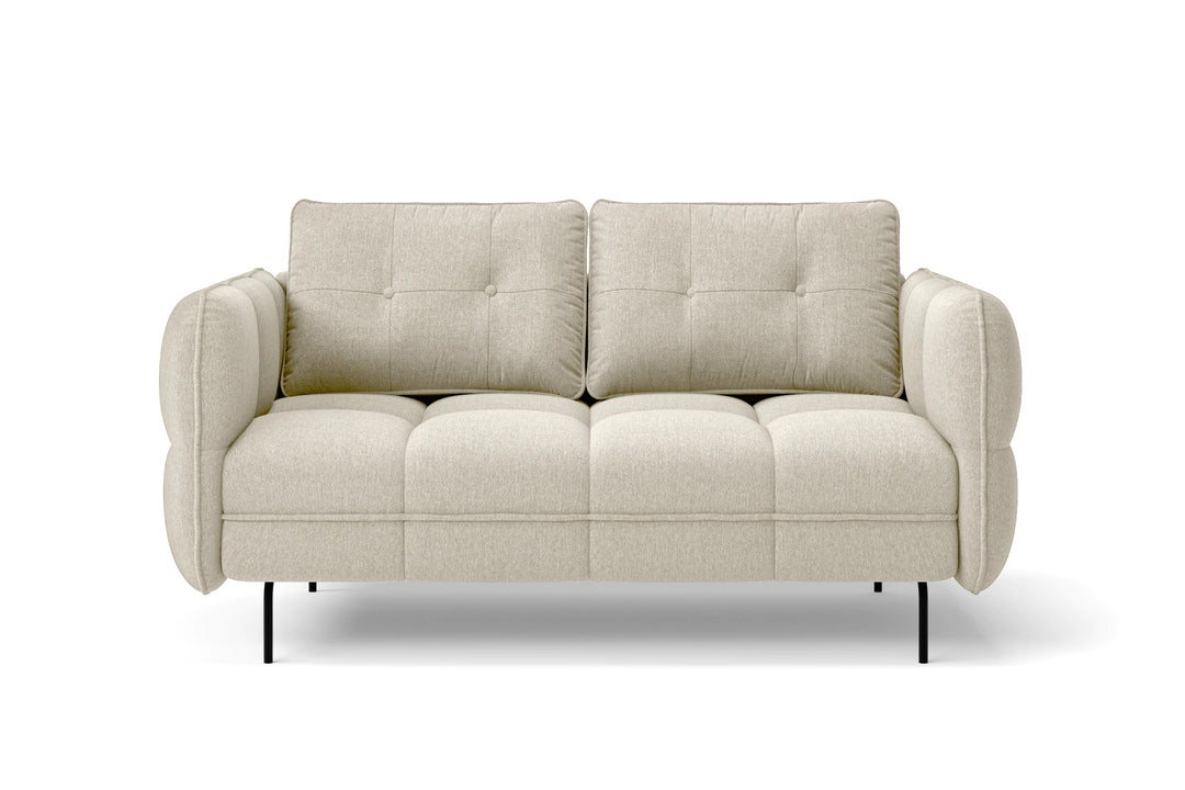 2 Seater Sofa Cream Linen Fabric - W 158 cm x D 92 cm x H 84 cm