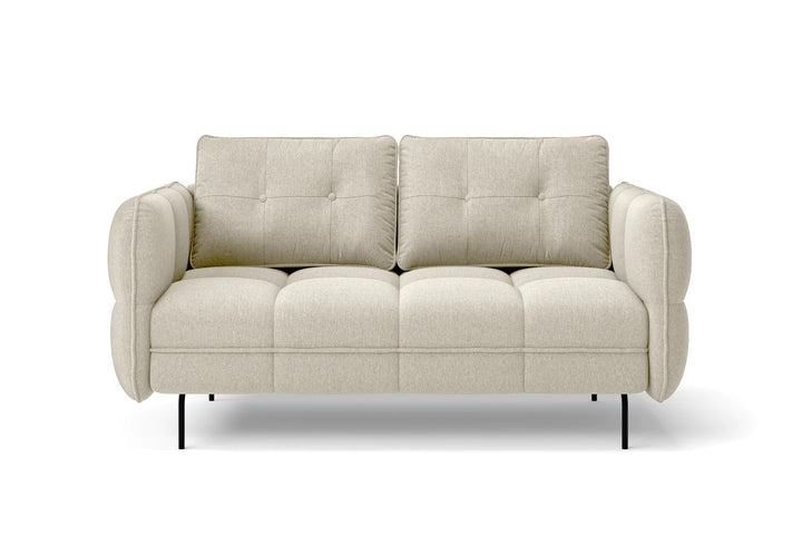 2 Seater Sofa Cream Linen Fabric - W 158 cm x D 92 cm x H 84 cm