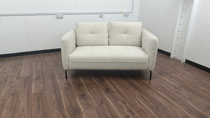 2 Seater Sofa Cream Linen Fabric - W 158 cm x D 92 cm x H 84 cm
