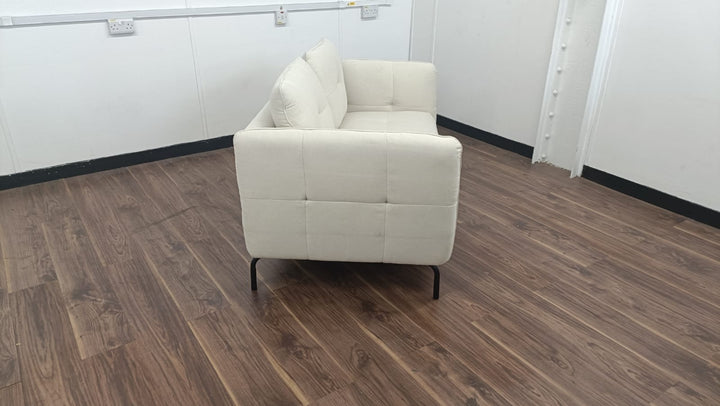 2 Seater Sofa Cream Linen Fabric - W 158 cm x D 92 cm x H 84 cm