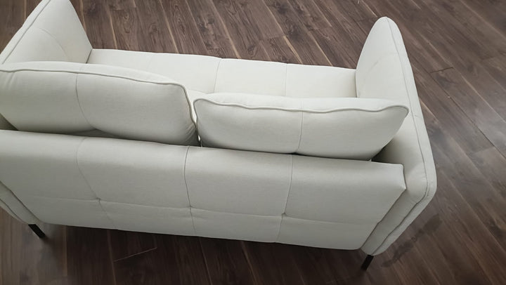 2 Seater Sofa Cream Linen Fabric - W 158 cm x D 92 cm x H 84 cm