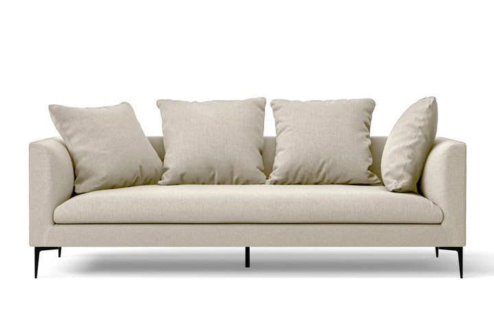 3 Seater Sofa Cream Linen Fabric - W 225 cm x D 96 cm x H 70 cm