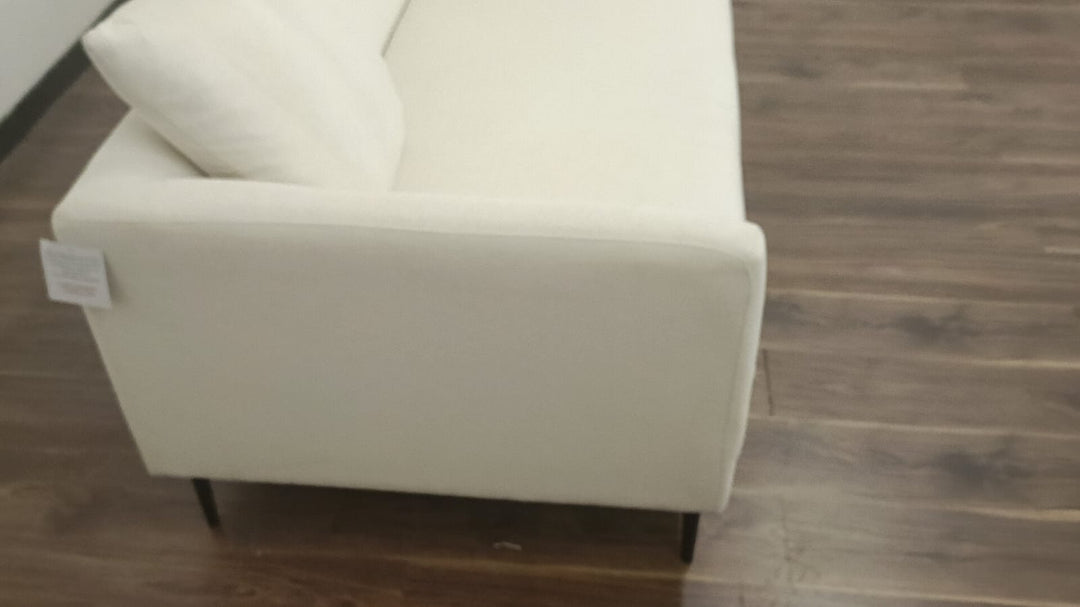 3 Seater Sofa Cream Linen Fabric - W 225 cm x D 96 cm x H 70 cm