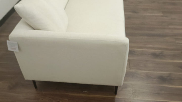 3 Seater Sofa Cream Linen Fabric - W 225 cm x D 96 cm x H 70 cm