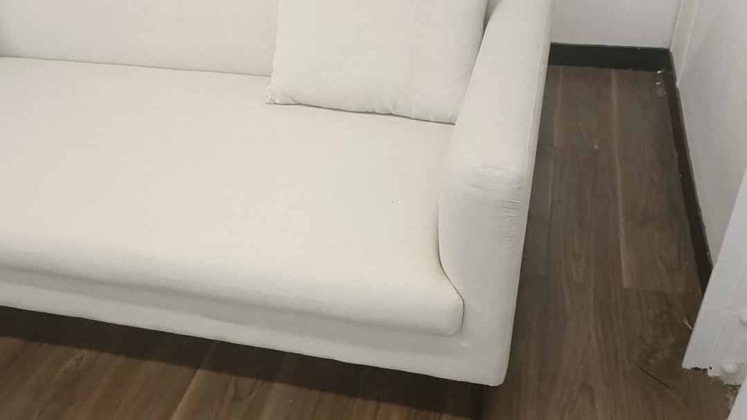 3 Seater Sofa Cream Linen Fabric - W 225 cm x D 96 cm x H 70 cm