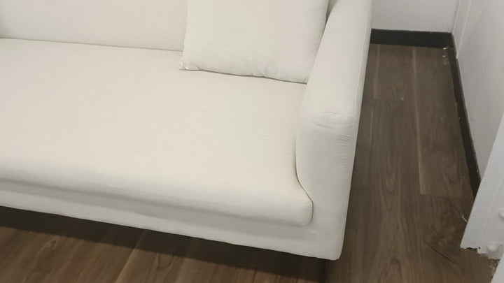 3 Seater Sofa Cream Linen Fabric - W 225 cm x D 96 cm x H 70 cm
