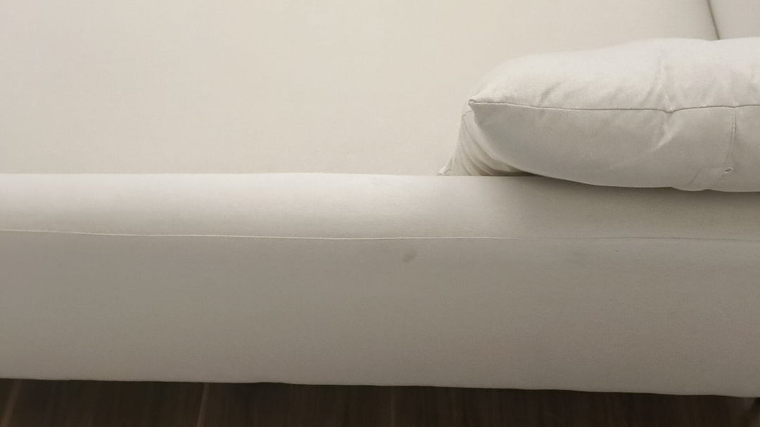 3 Seater Sofa Cream Linen Fabric - W 225 cm x D 96 cm x H 70 cm