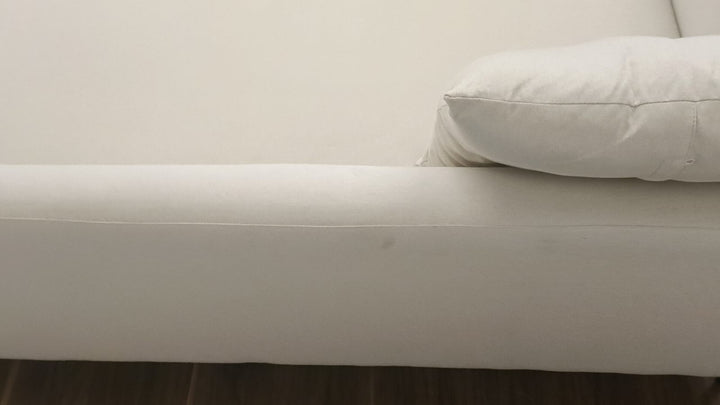 3 Seater Sofa Cream Linen Fabric - W 225 cm x D 96 cm x H 70 cm