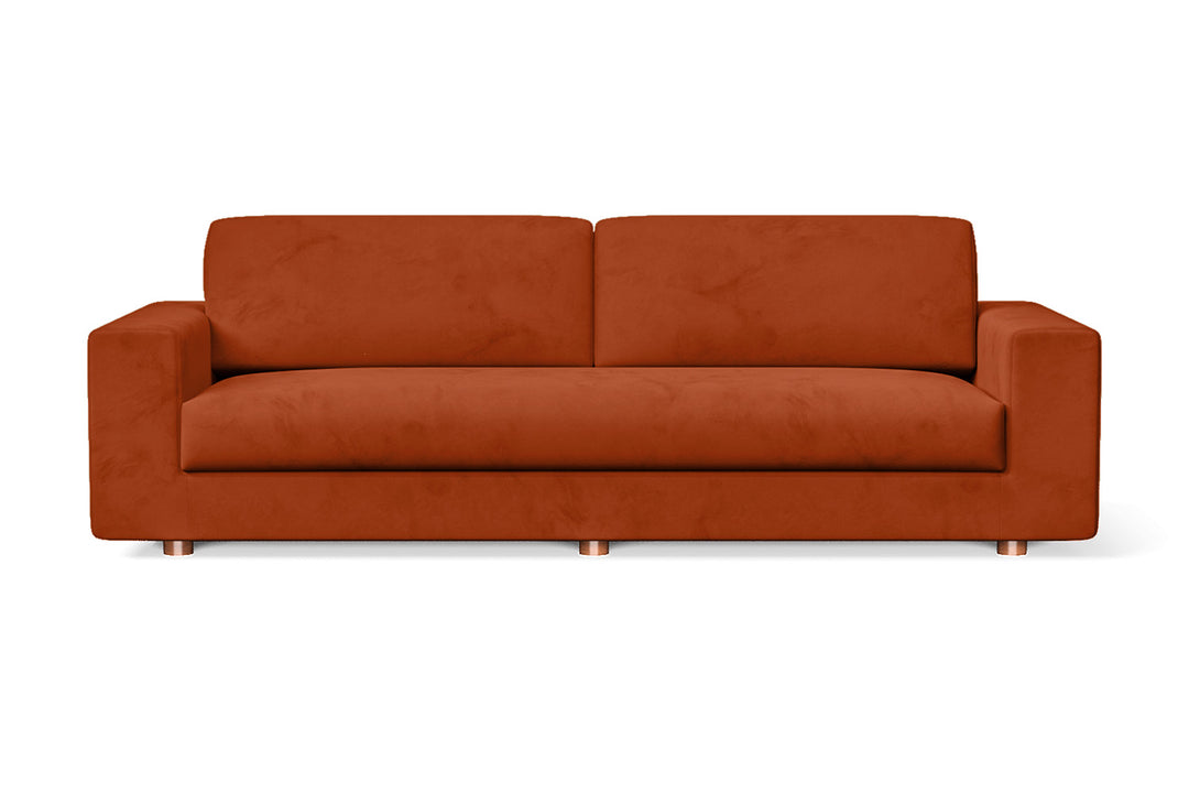 3 Seater Sofa Orange Velvet - W 190 cm x D 98 cm x H 79 cm