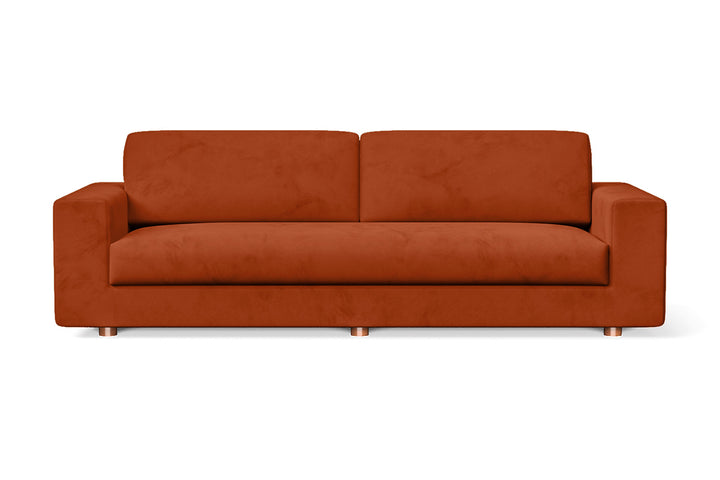 3 Seater Sofa Orange Velvet - W 190 cm x D 98 cm x H 79 cm