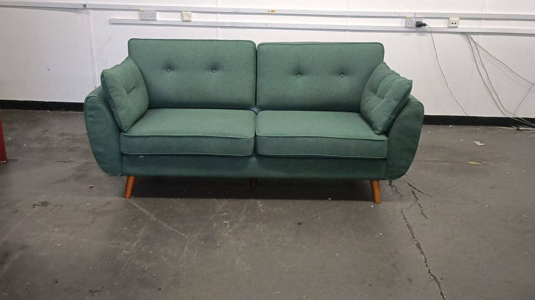 3 Seater Sofa Forest Green Linen Fabric - W 198 cm x D 90 cm x H 86 cm