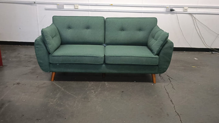3 Seater Sofa Forest Green Linen Fabric - W 198 cm x D 90 cm x H 86 cm