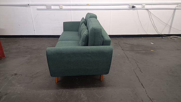3 Seater Sofa Forest Green Linen Fabric - W 198 cm x D 90 cm x H 86 cm