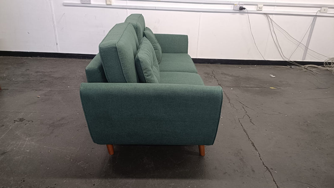3 Seater Sofa Forest Green Linen Fabric - W 198 cm x D 90 cm x H 86 cm