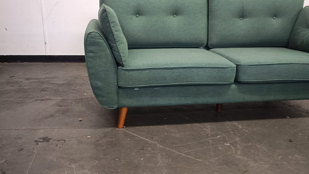 3 Seater Sofa Forest Green Linen Fabric - W 198 cm x D 90 cm x H 86 cm