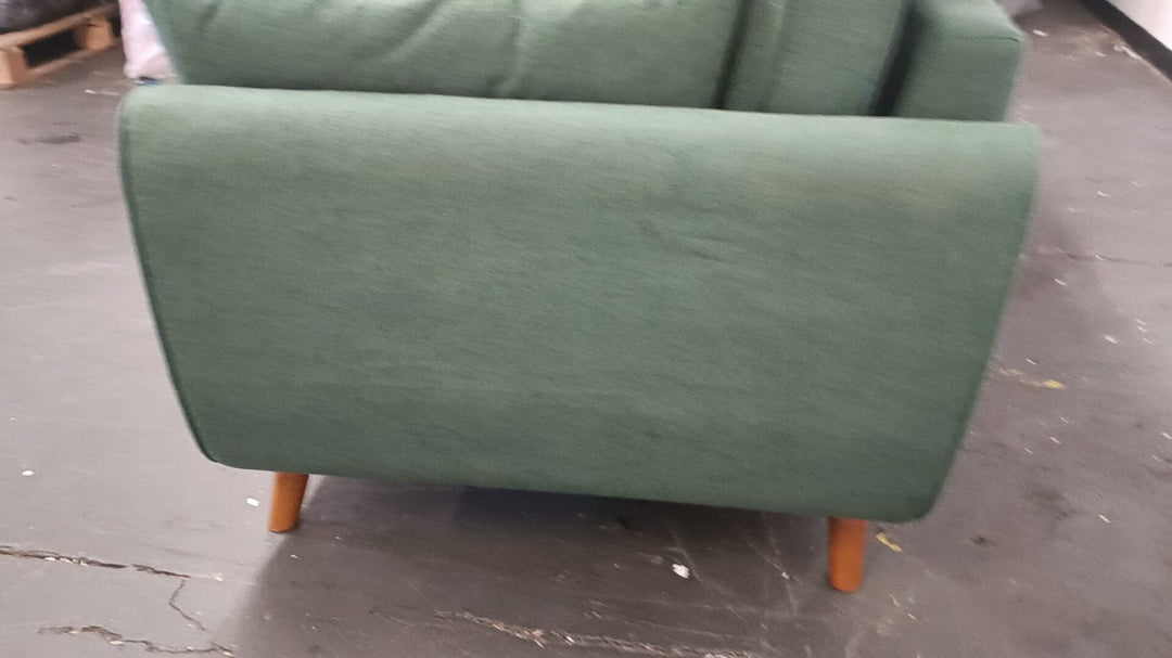3 Seater Sofa Forest Green Linen Fabric - W 198 cm x D 90 cm x H 86 cm