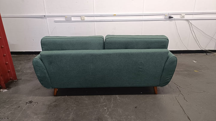 3 Seater Sofa Forest Green Linen Fabric - W 198 cm x D 90 cm x H 86 cm