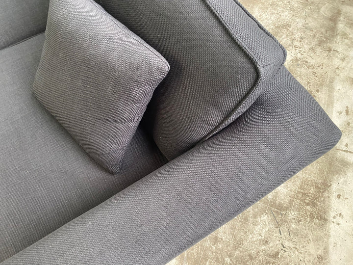 3 Seater Left Hand Facing Chaise Lounge Corner Sofa Black Linen Fabric - W 260 cm x D 92 cm x H 75 cm
