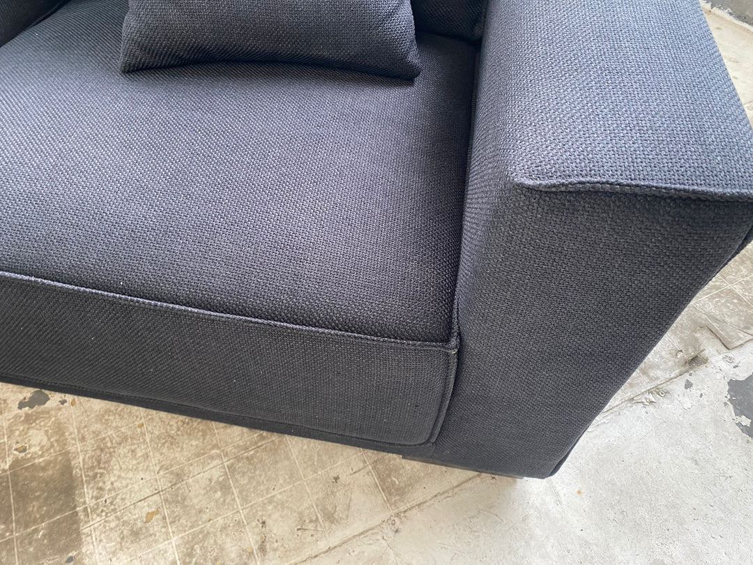 3 Seater Left Hand Facing Chaise Lounge Corner Sofa Black Linen Fabric - W 260 cm x D 92 cm x H 75 cm