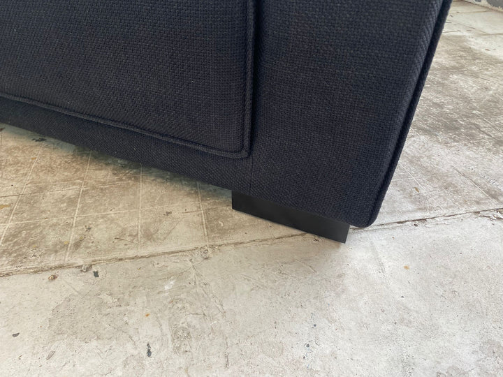 3 Seater Left Hand Facing Chaise Lounge Corner Sofa Black Linen Fabric - W 260 cm x D 92 cm x H 75 cm