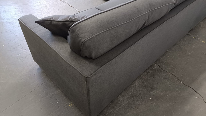 4 Seater Left Hand Facing Chaise Lounge Corner Sofa Black Linen Fabric - W 280 cm x D 92 cm x H 75 cm