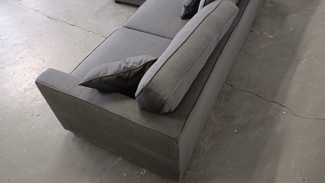 4 Seater Left Hand Facing Chaise Lounge Corner Sofa Black Linen Fabric - W 280 cm x D 92 cm x H 75 cm