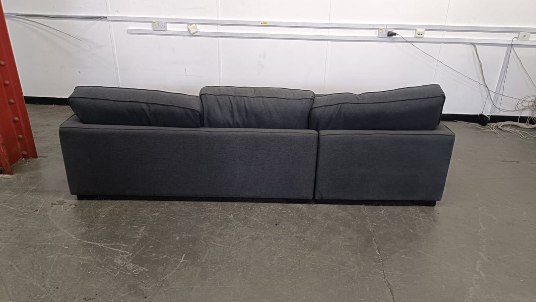 4 Seater Left Hand Facing Chaise Lounge Corner Sofa Black Linen Fabric - W 280 cm x D 92 cm x H 75 cm