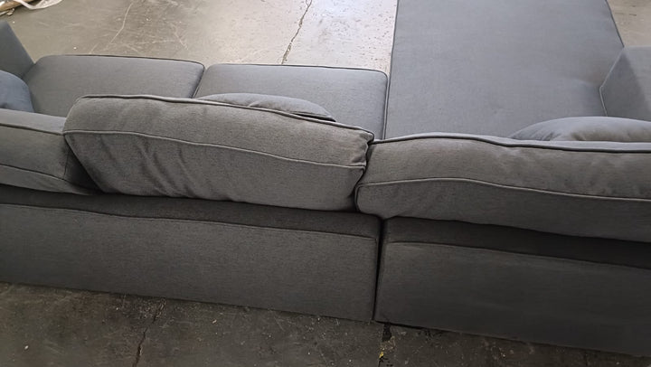 4 Seater Left Hand Facing Chaise Lounge Corner Sofa Black Linen Fabric - W 280 cm x D 92 cm x H 75 cm