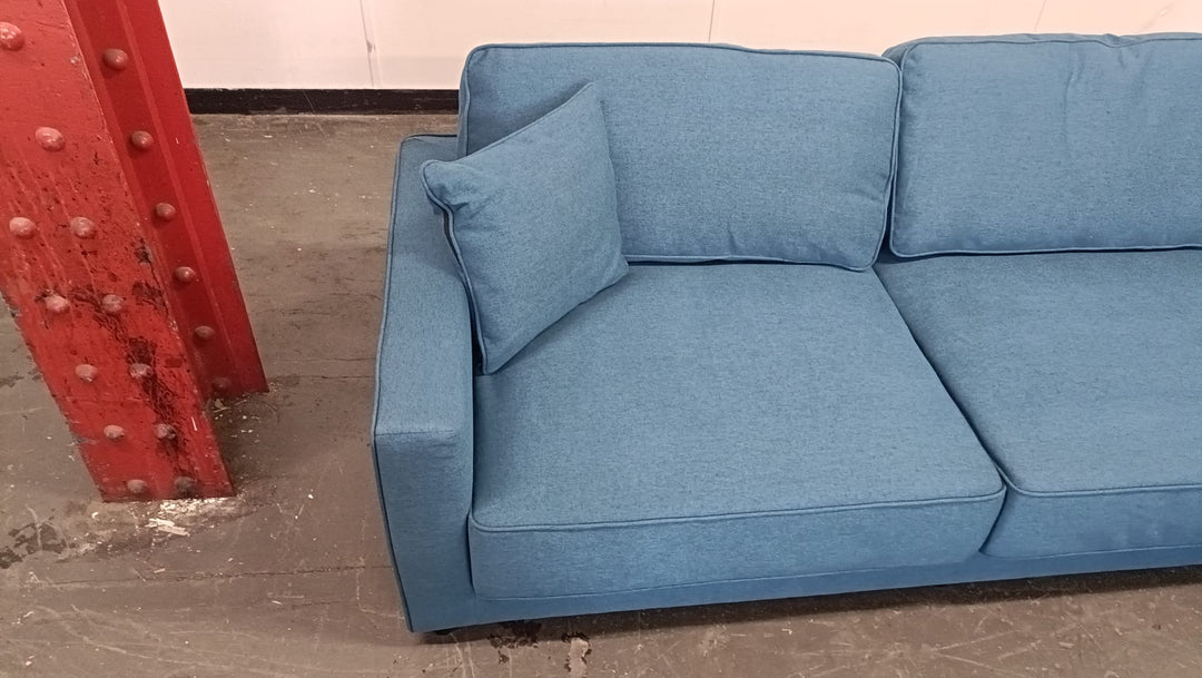 4 Seater Right Hand Facing Chaise Lounge Corner Sofa Dark Blue Linen Fabric - W 280 cm x D 92 cm x H 75 cm