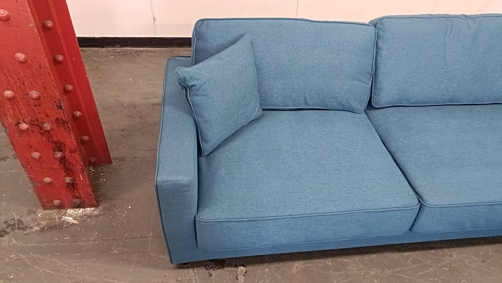 4 Seater Right Hand Facing Chaise Lounge Corner Sofa Dark Blue Linen Fabric - W 280 cm x D 92 cm x H 75 cm