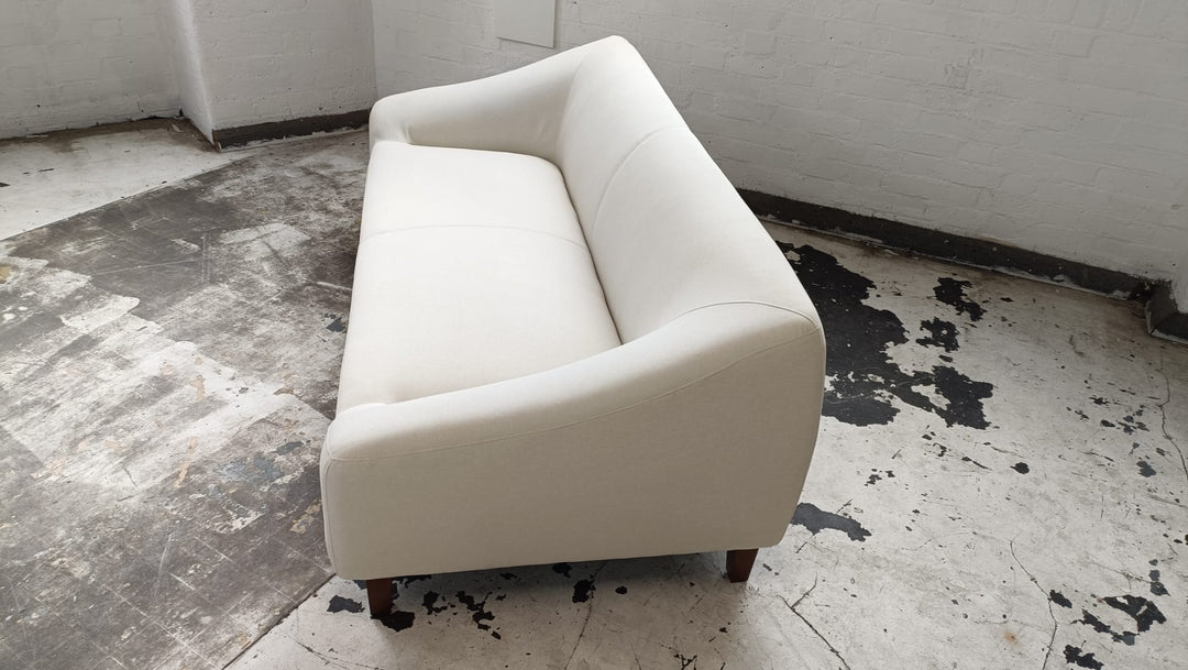 3 Seater Sofa Cream Linen Fabric - W 200 cm x D 95 cm x H 72 cm