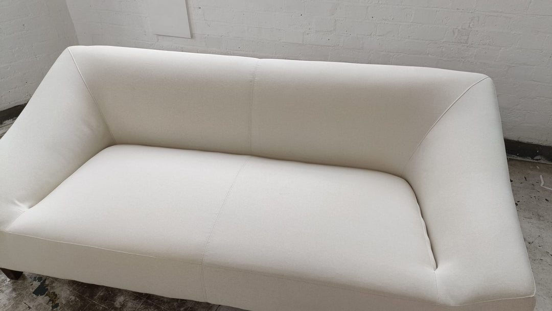 3 Seater Sofa Cream Linen Fabric - W 200 cm x D 95 cm x H 72 cm