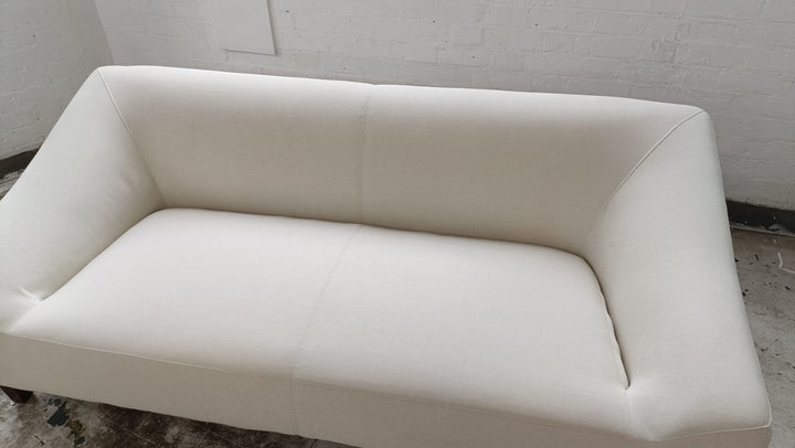 3 Seater Sofa Cream Linen Fabric - W 200 cm x D 95 cm x H 72 cm