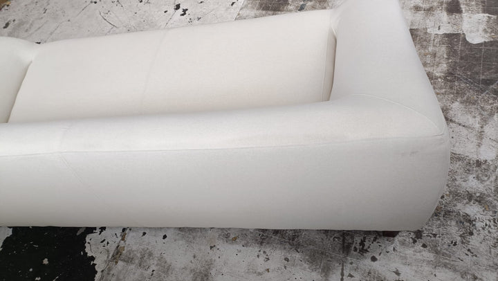 3 Seater Sofa Cream Linen Fabric - W 200 cm x D 95 cm x H 72 cm