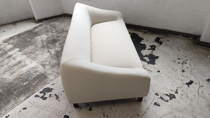 3 Seater Sofa Cream Linen Fabric - W 200 cm x D 95 cm x H 72 cm
