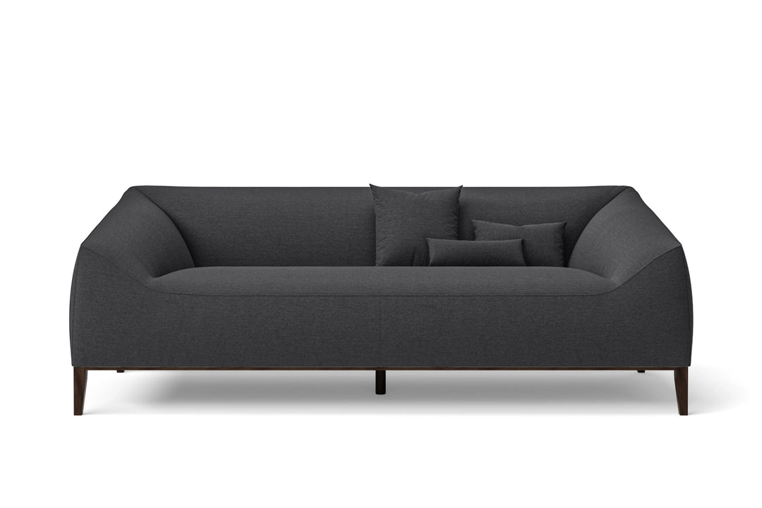 3 Seater Sofa Dark Grey Linen Fabric - W 200 cm x D 95 cm x H 72 cm