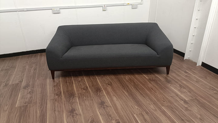 3 Seater Sofa Dark Grey Linen Fabric - W 200 cm x D 95 cm x H 72 cm