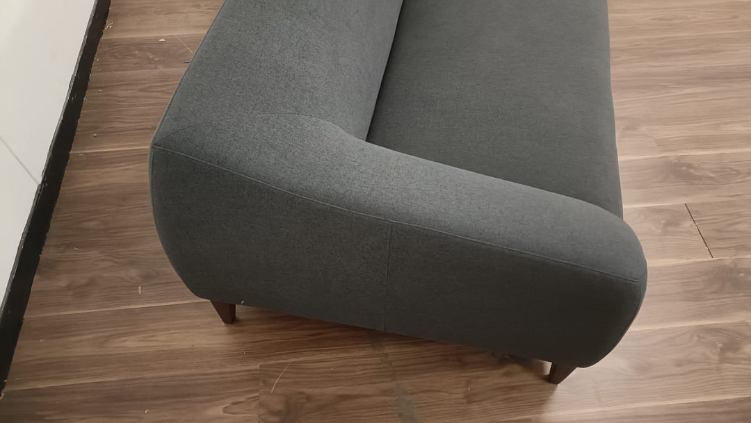 3 Seater Sofa Dark Grey Linen Fabric - W 200 cm x D 95 cm x H 72 cm