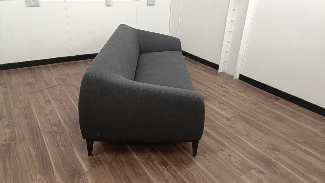 3 Seater Sofa Dark Grey Linen Fabric - W 200 cm x D 95 cm x H 72 cm