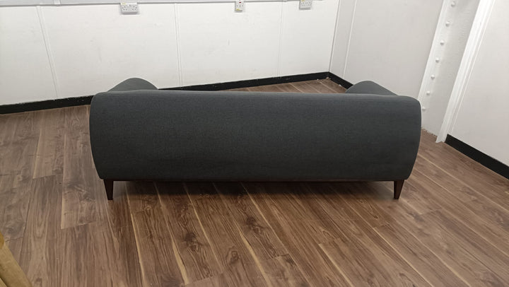 3 Seater Sofa Dark Grey Linen Fabric - W 200 cm x D 95 cm x H 72 cm