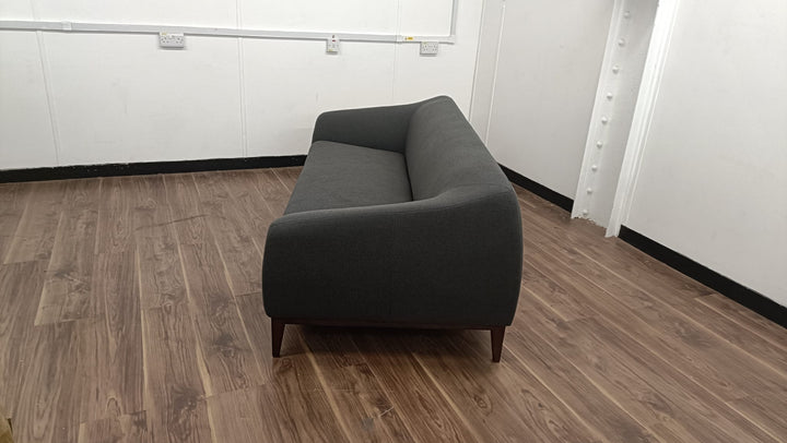 3 Seater Sofa Dark Grey Linen Fabric - W 200 cm x D 95 cm x H 72 cm
