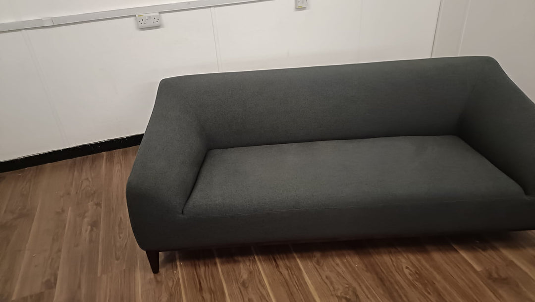 3 Seater Sofa Dark Grey Linen Fabric - W 200 cm x D 95 cm x H 72 cm