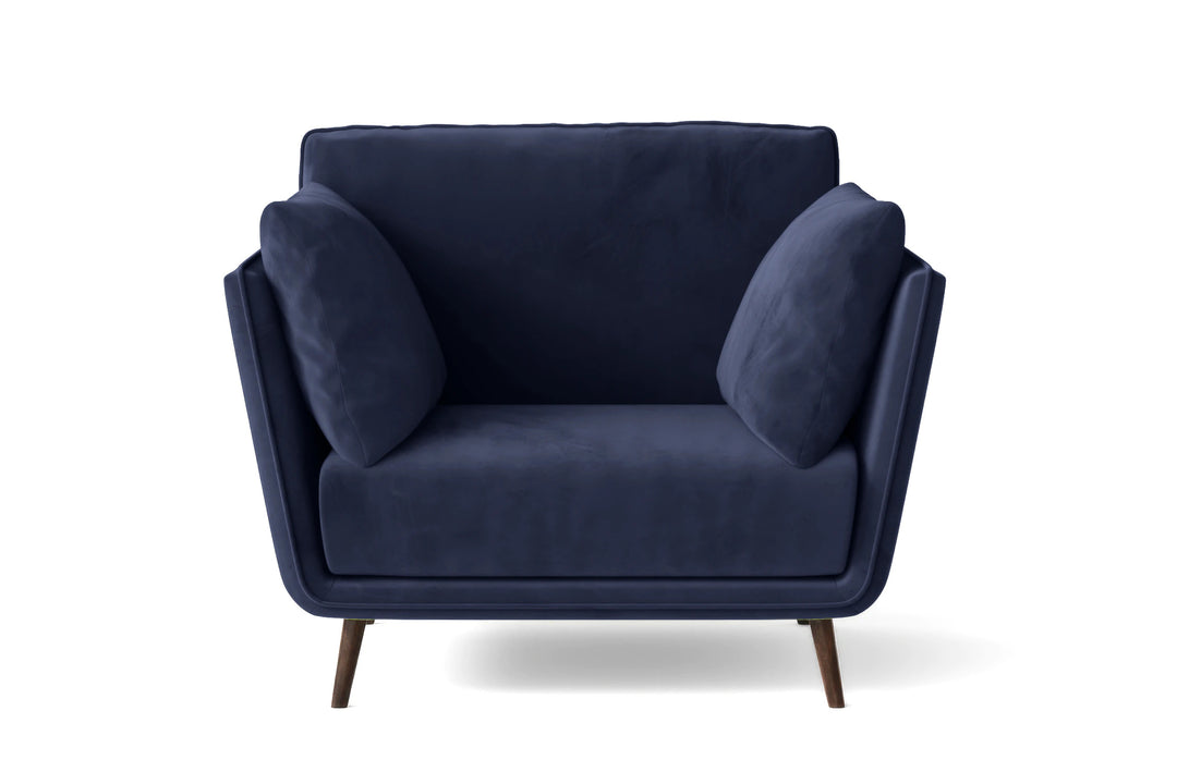 Armchair Dark Blue Velvet - W 90 cm x D 90 cm x H 81 cm