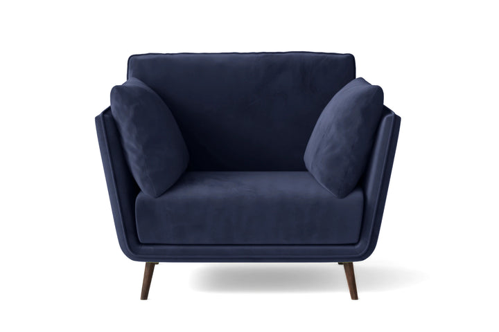Armchair Dark Blue Velvet - W 90 cm x D 90 cm x H 81 cm