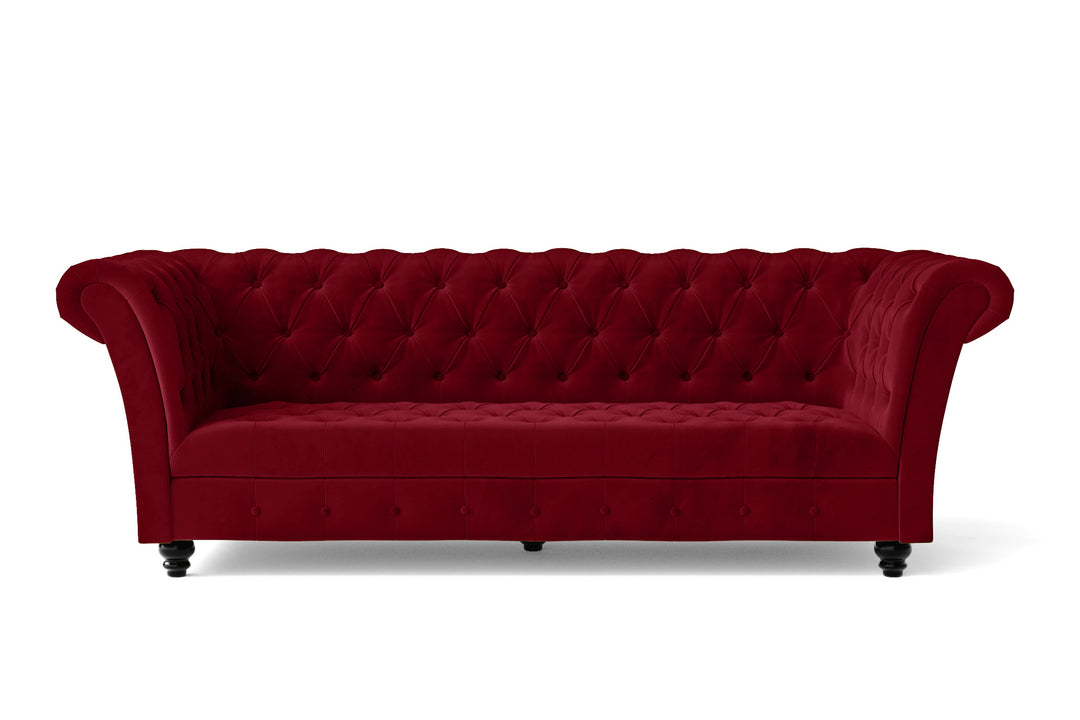 2 Seater Sofa Red Velvet - W 177 cm x D 90 cm x H 73 cm