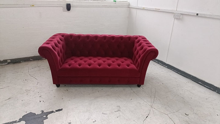 2 Seater Sofa Red Velvet - W 177 cm x D 90 cm x H 73 cm