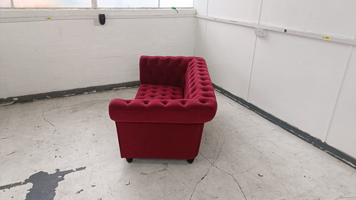 2 Seater Sofa Red Velvet - W 177 cm x D 90 cm x H 73 cm